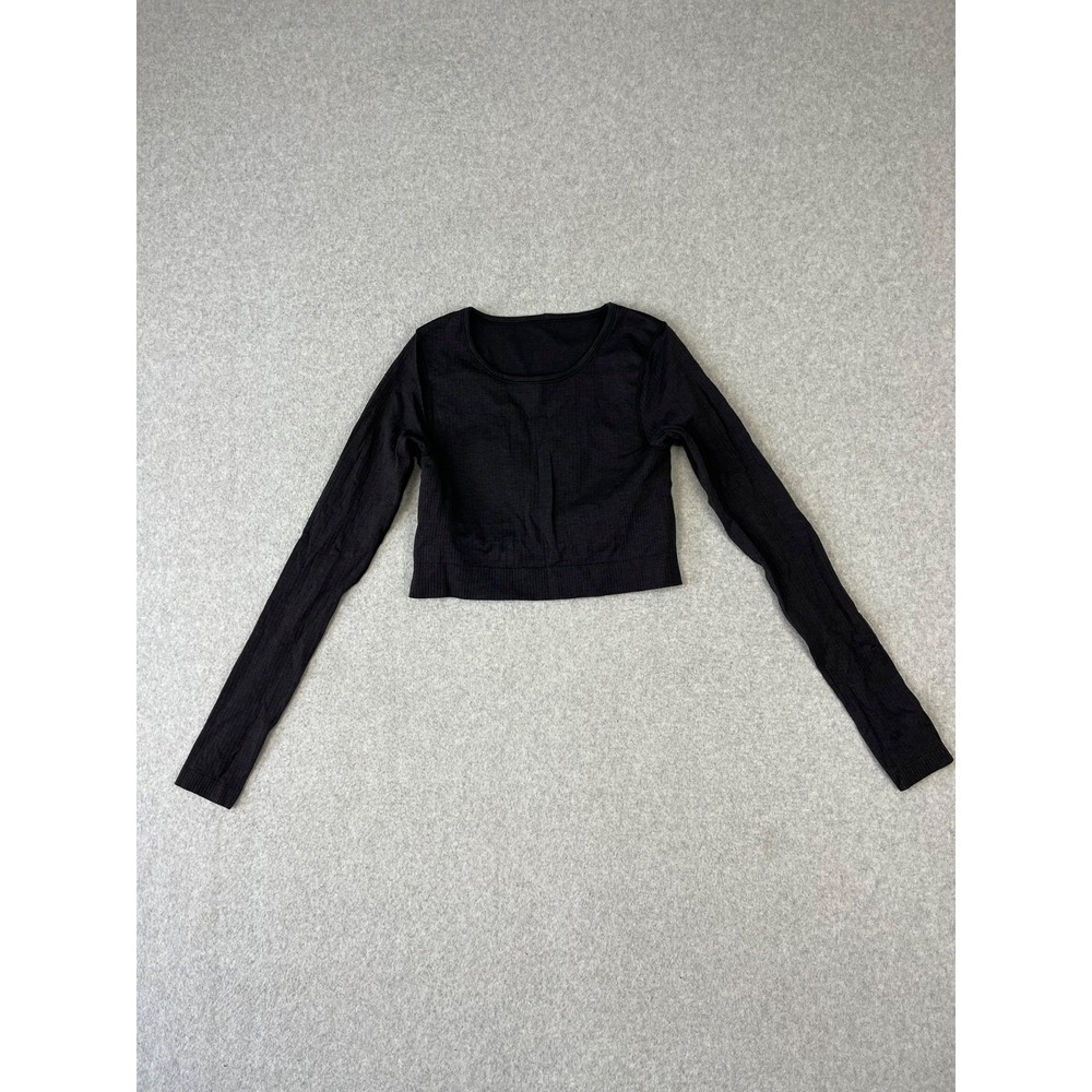 Lululemon Ebb to Street Cropped Top Womens 4 Black White Long Sleeve Lot Of 2